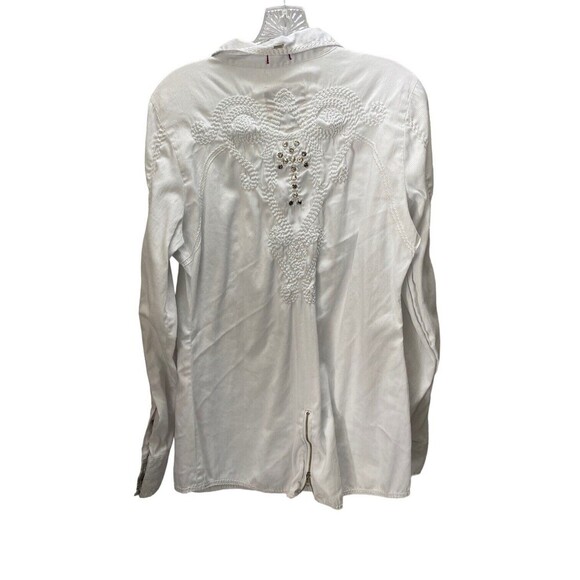 Roar Women White Long Sleeve Button-Down Shirt L - Picture 2 of 10